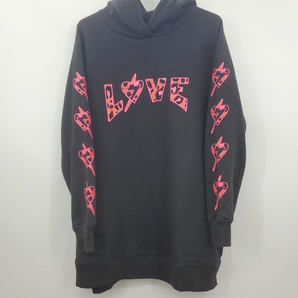 Torrid Tunic Cozy Hoodie Fleece Love Leopard Bolt Size 1X - Picture 3 of 17